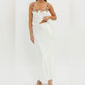 Selfie Leslie Rose Garden Satin Maxi Skirt (L) and Cami Top (M)